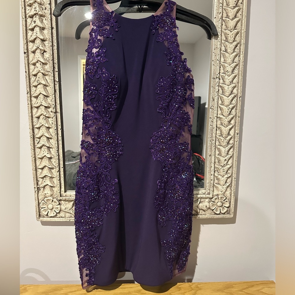 Jovani Purple Sequin Short Dress